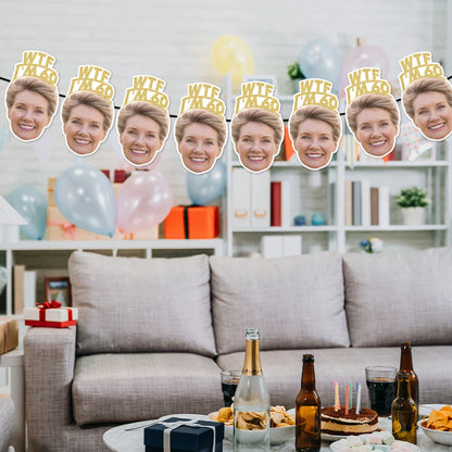 1set 8pcs Custom Birthday Photo Banner Personalized Face Photo Bunting Banner for Adult Birthday Party Favors Birthday Banner
