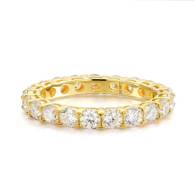 Smyoue 18k Gold Plated 3/3.5mm All Moissanite Diamond Rings for Women Wedding Full Eternity Bands 925 Sterling Silver Jewelry