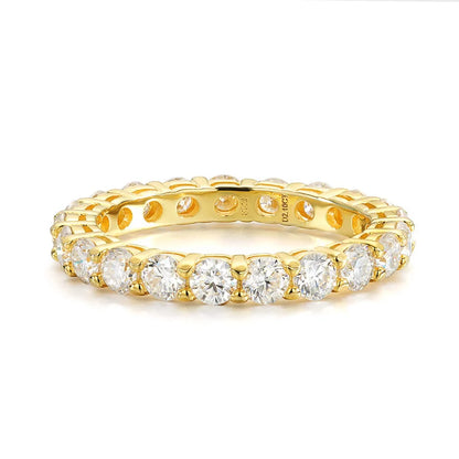 Smyoue 18k Gold Plated 3/3.5mm All Moissanite Diamond Rings for Women Wedding Full Eternity Bands 925 Sterling Silver Jewelry