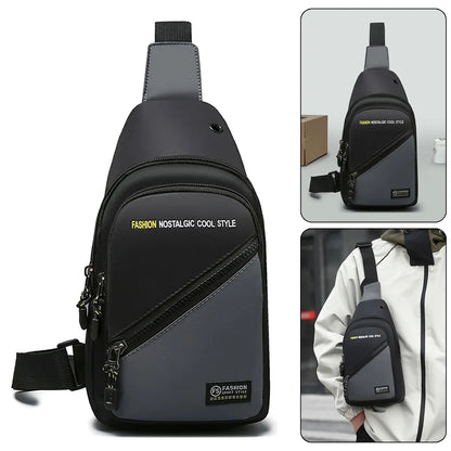 New Ox Cloth Men's Crossbody Bag Simple Faion Korean Version Chest Small Bapa Single oulder Bag Casual Chain Handle