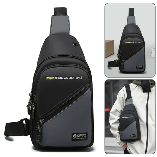 New Ox Cloth Men's Crossbody Bag Simple Faion Korean Version Chest Small Bapa Single oulder Bag Casual Chain Handle