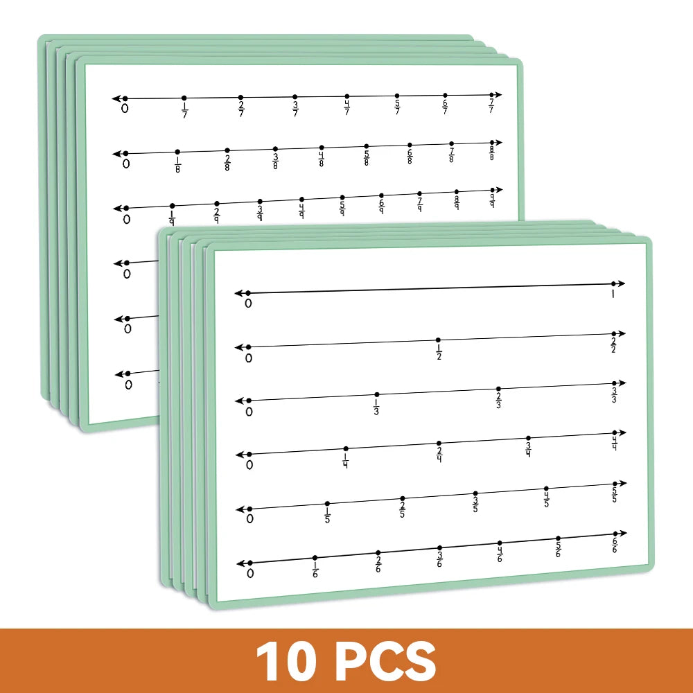 Math Fraction Practice Poster for Kids Classroom Supplies Double Sided Number Lines Mathematical Calculation Learning Charts