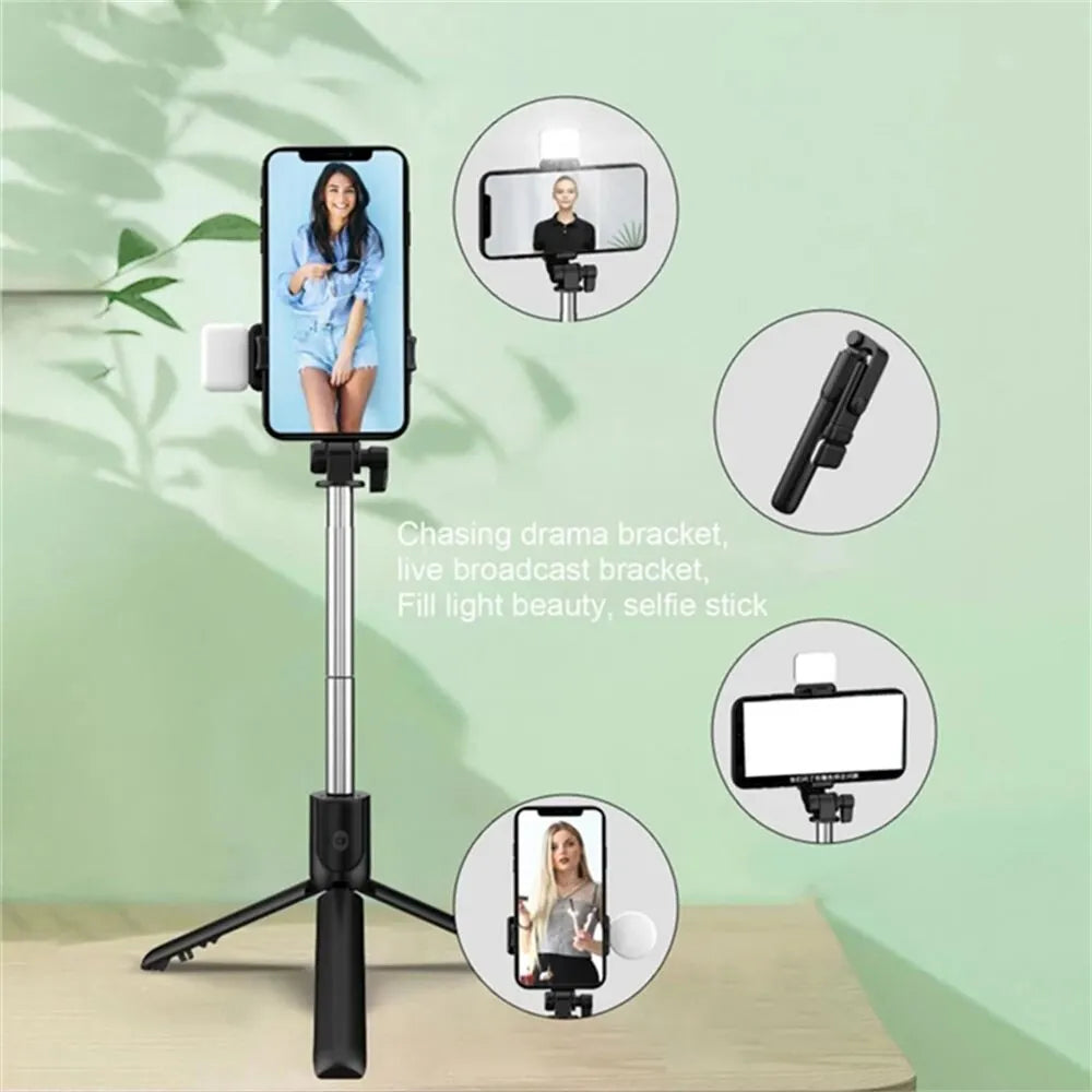 Wireless Bluetooth Selfie Stick Tripod With Remote Extendable Tripod With LED Selfie Light Detachable For Ios Android Smartphone