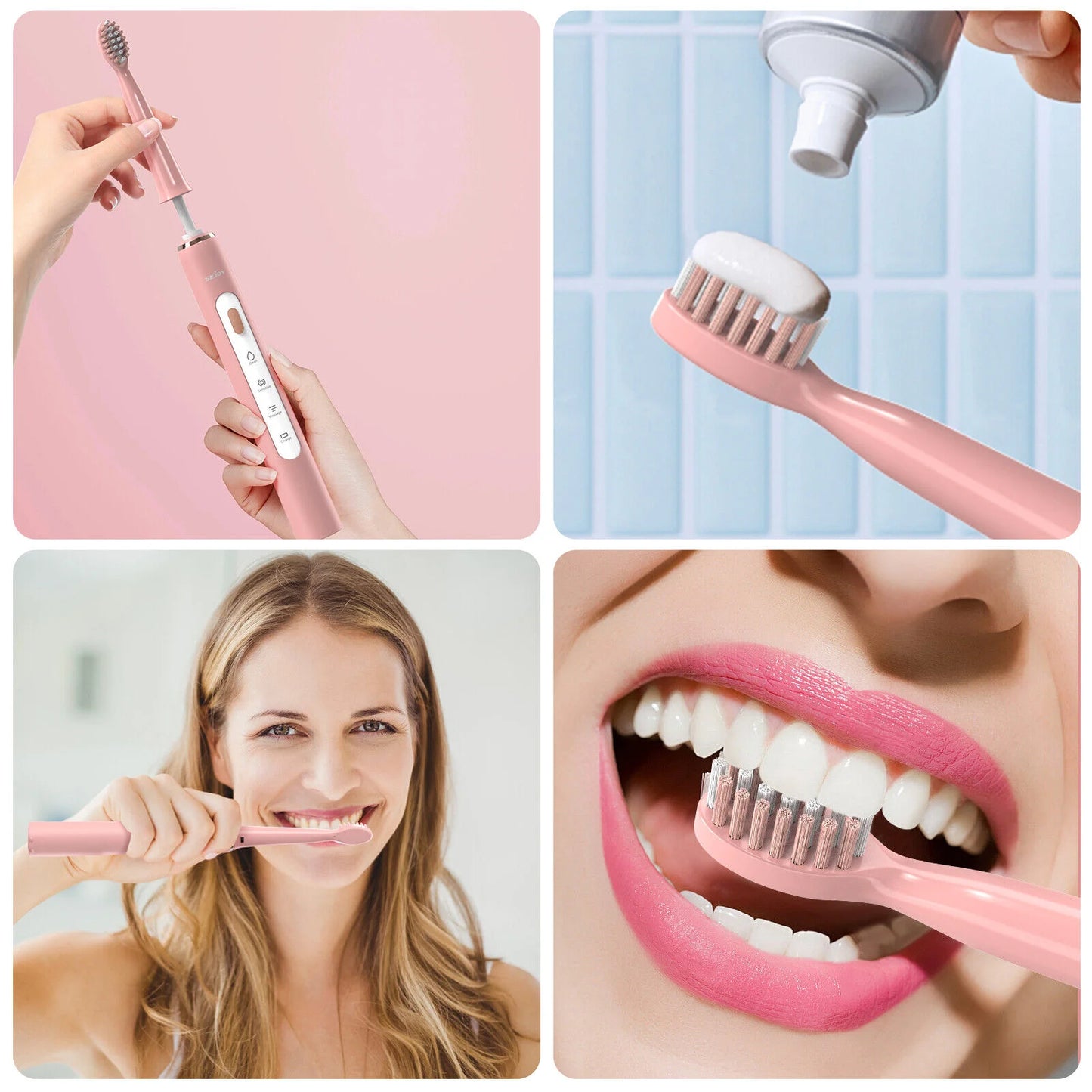 SEJOY Electric Sonic Tooth Brush for Adult USB Rechargeable Electric Toothbrush Washable with 7 pcs Replacement Heads