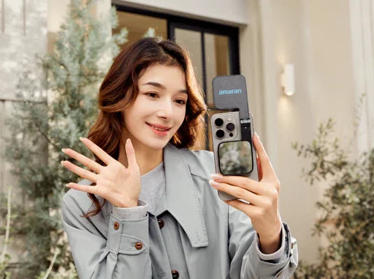 amaran Go Magnetic Phone Selfie Light Rechargeable Portable Light with Mirror for Selfie Makeup Video Conference TikTok Youtube