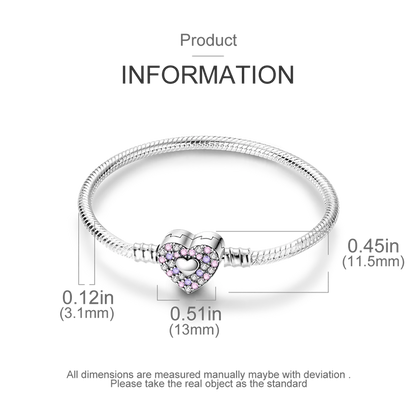 925 Sterling Silver Charm Bracelet - Leaf, Clover, Butterfly & Heart Design | 17-20cm Adjustable