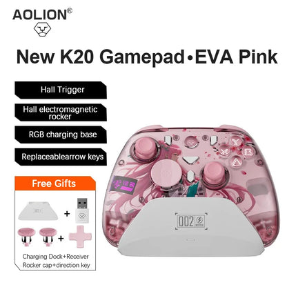 Aolion K20 RGB Wireless Gaming Controller With Charging Dock Gamepad Hall Effect Joystick Trigger For Switch 2/PC/Phone/Switch