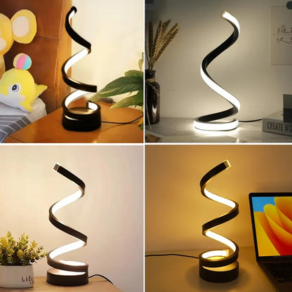 Tischlampen für Wohnzimmer, moderne, spiralförmige, dimmbare LED-Tischlampe, kleine Nachttischlampen, Nachttischlampe für Schlafzimmer, Büro, Zuhause