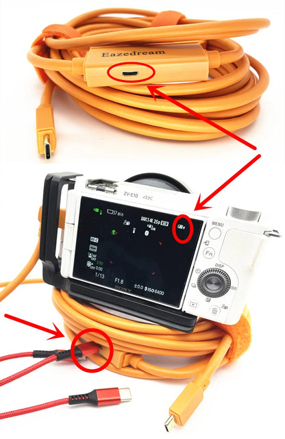 Eazedream 3m/5m Type-C USB to USB-C Live Stream Tethered Cable for Sony Canon Nikon Camera PC Imaging Edge Webcam Youtube Tiktok