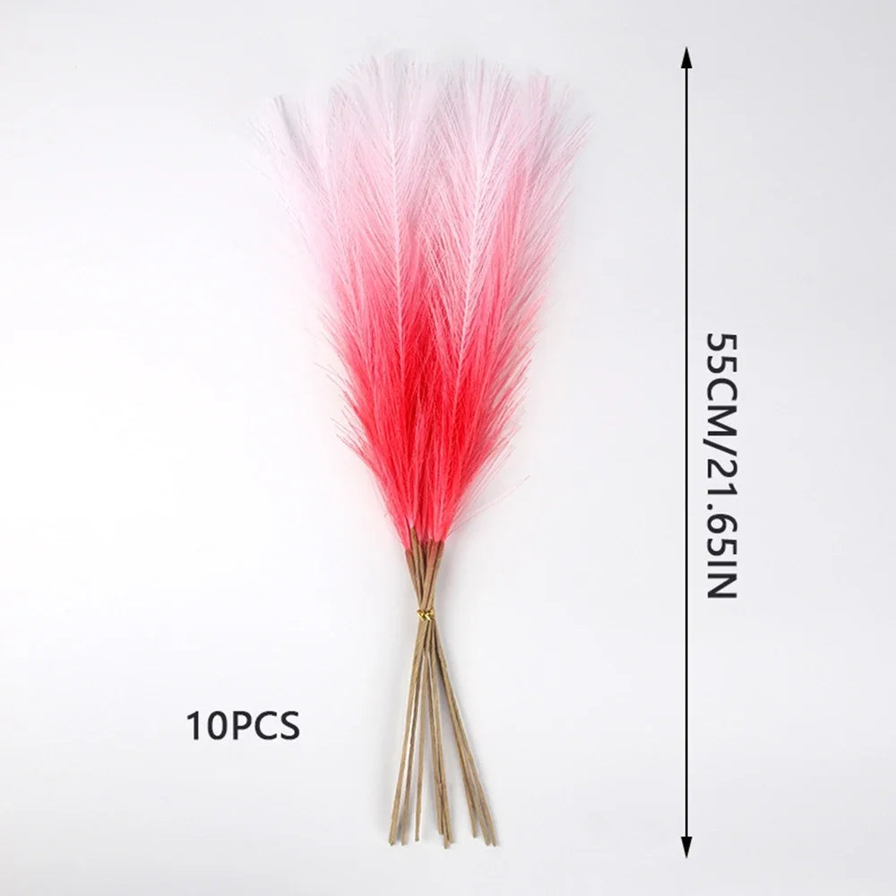 10pcs Artificial Pampas Grass Decor Flowers Fake Plant Reed forDIY Floral Table Arrange Flower Wedding Home Christmas Decoration