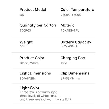 Portable LED Selfie Light Camera Mini Fill Light Rechargeable Phone Night Lights USB Clamp Lamp For Laptop Tablet TikTok Video