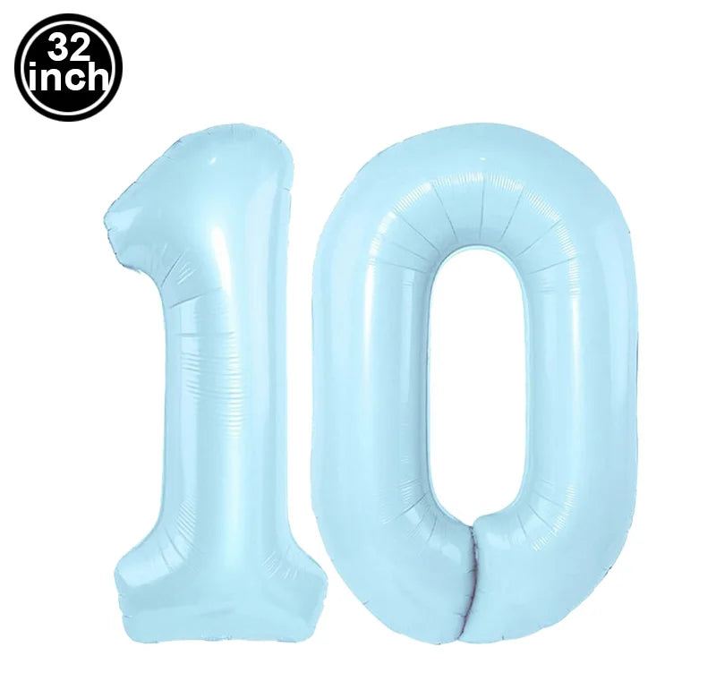 Number 10 Balloon 10 Digit Balloon Ten Blue Figure Green Globe 10th Birthday Big Large Red Pink Golden Black Colorful 32inch