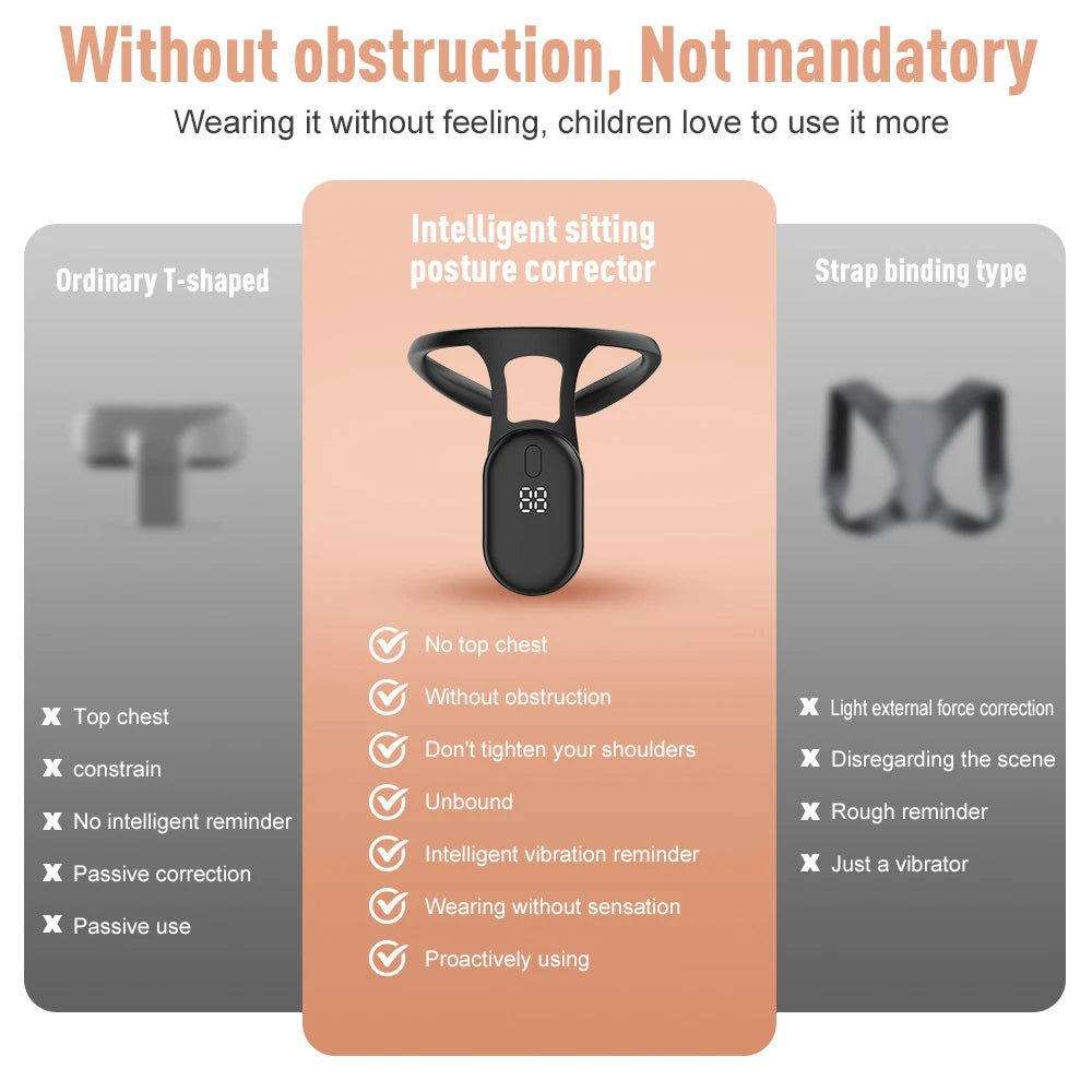 Smart Posture Trainer Back Straightener with Vibration Reminder for Adults Kids Real-Time Monitoring Wearable Sensor