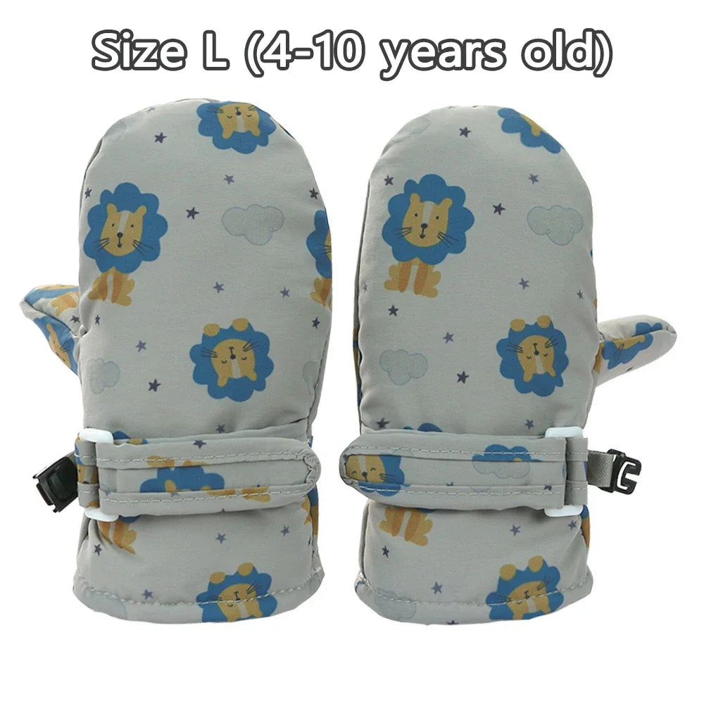 Kids Winter Ski Gloves - Waterproof Cartoon Mittens for Boys & Girls Age 4-6