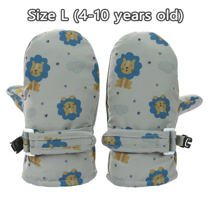 Kids Winter Ski Gloves - Waterproof Cartoon Mittens for Boys & Girls Age 4-6