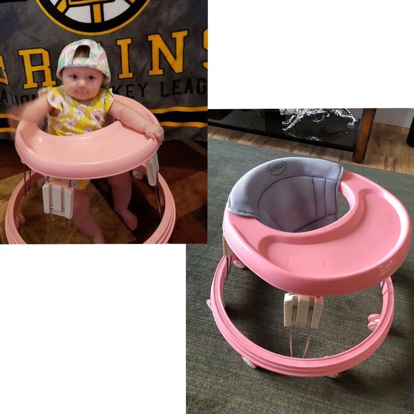 Baby Walker, Foldable Multi-Function Anti-Rollover Walker with Brake Design, 5 Level Height Adjustable, Baby Walkers