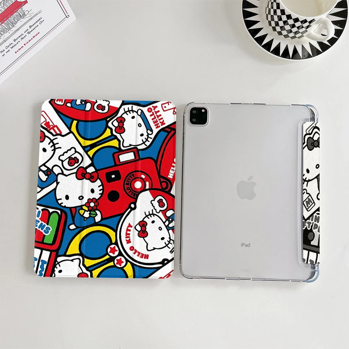 HelloKitty Schutzhülle für iPad Pro 11 Zoll, iPad Air 2024, iPad Air 5/4 10,9 Zoll, iPad Air 7/8 10,2 Zoll, iPad Air 3 10,5 Zoll und iPad mini 6/5/4 mit Stifthalter