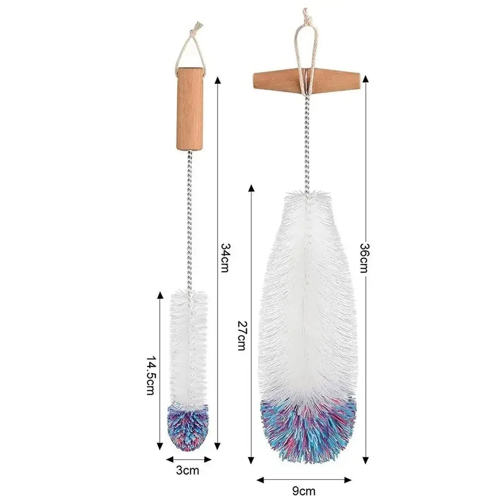 Drink Wineglass Bottle Cup Cleaning Soda Stream Bottle Brush With Beechwood Handle Glassware Jars Cleaner Kitchen Cleaning Tool