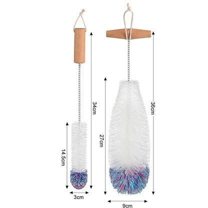 Drink Wineglass Bottle Cup Cleaning Soda Stream Bottle Brush With Beechwood Handle Glassware Jars Cleaner Kitchen Cleaning Tool