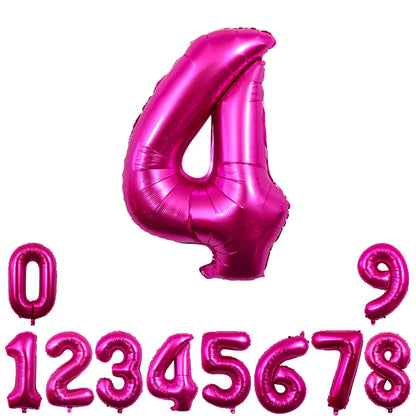 32inch Hot Pink Rose Foil Number Balloons Girls Birthday Pink Large Number Balloon Birthday Wedding Baby Shower Party Decor
