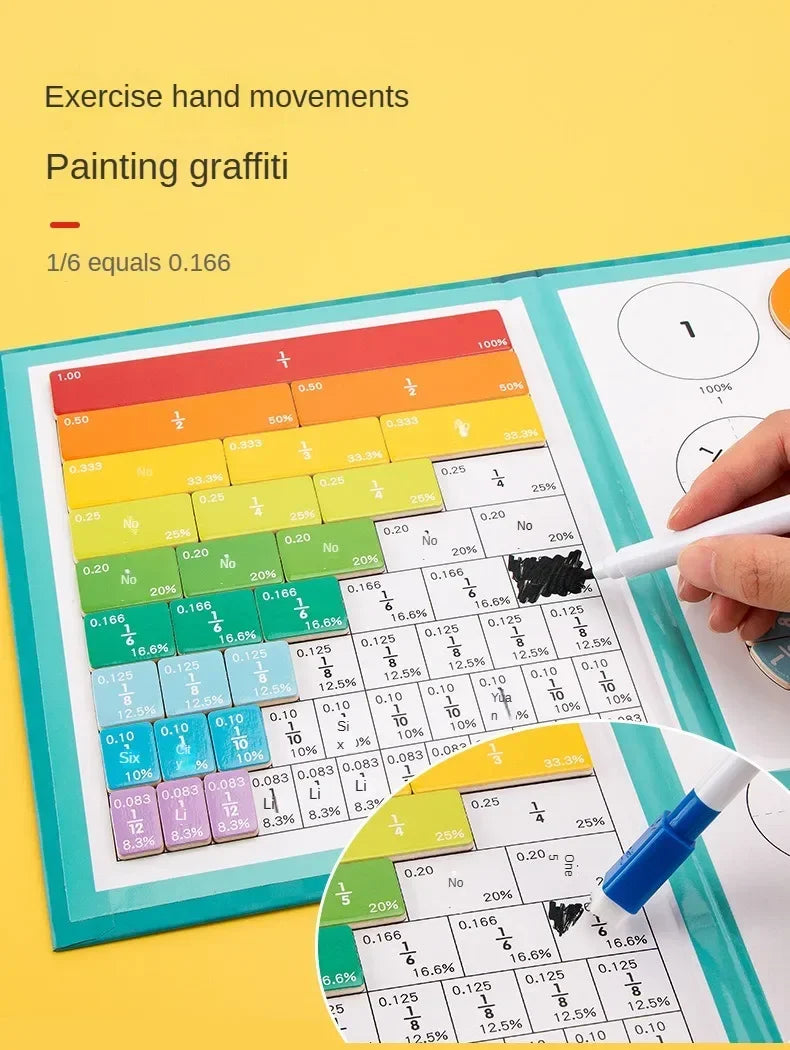 Montessori Magnetic Fraction Learning Math Toy Montessori Arithmetic Teaching Aids Wooden Book Educational Toys For Children