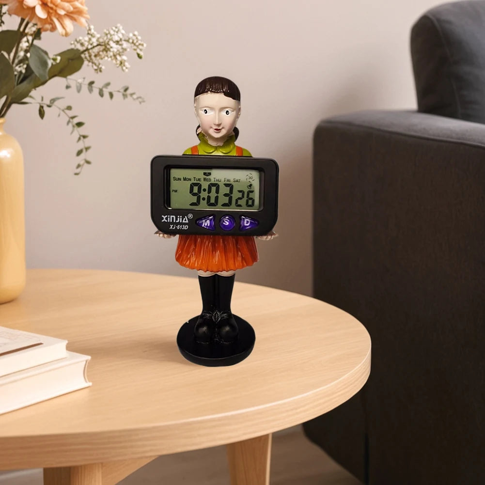 Korean Movie Resin Doll Game Accessories Digital Clock Desktop Decoration Bedroom Electronic Alarm Clock for TV Drama Fans