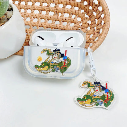 Dragon Ball Z Son Goku Anime Transparent Earphone Case for Airpods 4 1 2 3 Pro 2 Protective Shell with Pendant Headphone Cover