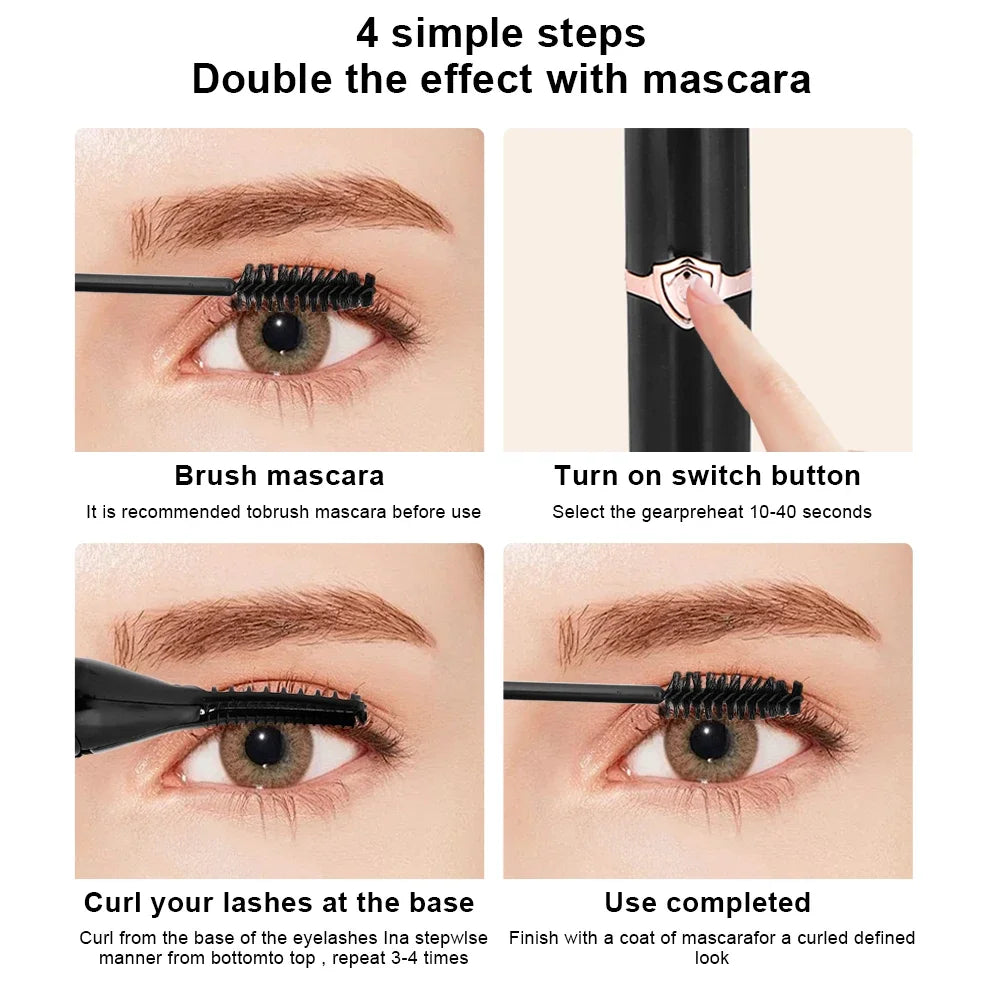 Heated Eyelash Curler 2 Heating Modes Quick Heating Natural Curl Eyelash Curler Long Lasting for Quick Natural Curling