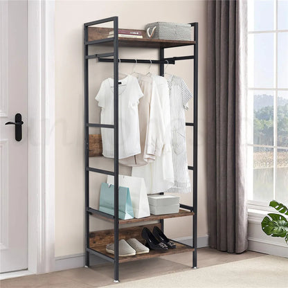 Heavy Duty Garment Rack, Wardrobe Storage Rack, Hall Tree Clothes Rack, Adjustable Shelves, Portable Organizer