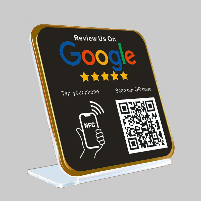 Customized Printing Google Review Sign NFC Scan code Acrylic Social Media Signs Google Review Plates with Stand