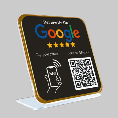 Customized Printing Google Review Sign NFC Scan code Acrylic Social Media Signs Google Review Plates with Stand