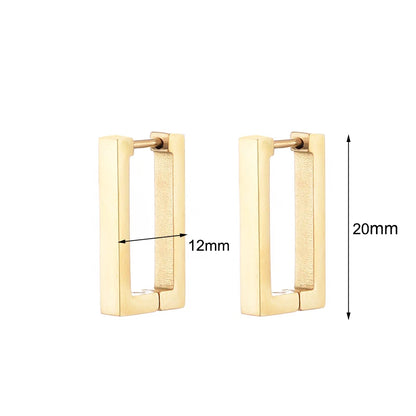 Classic Stainless Steel Hoop Earrings For Women Men Heart Star Oval Rectangle Round Triangle Gold Color Punk Hip Hop Jewelry