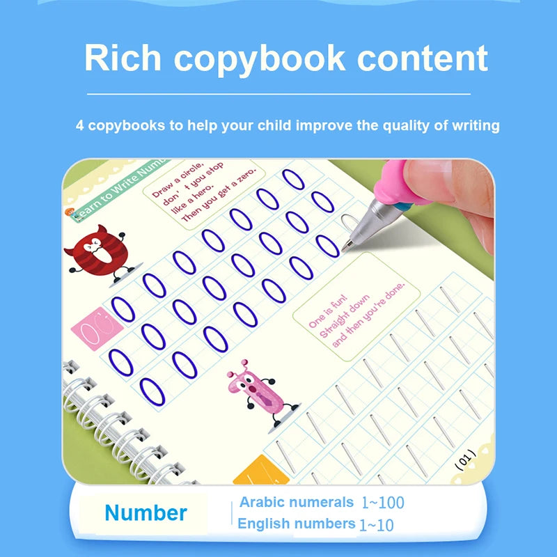 English Groove Magic Practice Copybook Children's Book Learning Numbers Letters Alphabet Calligraphy Writing Exercise Books Gift