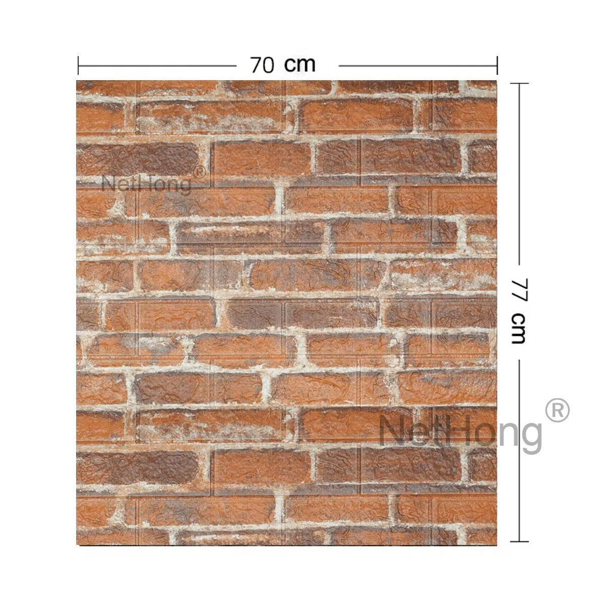 Waterproof Brick Stone Wallpaper Self Adhesive Vinyl Wall Decor Sticker 70*77Cm