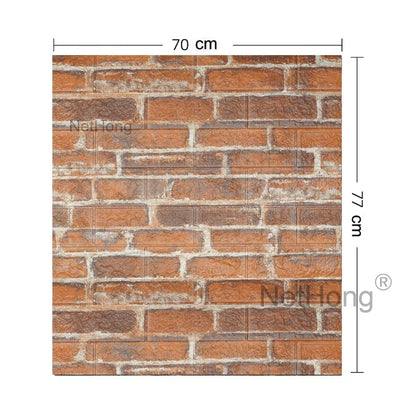 Waterproof Brick Stone Wallpaper Self Adhesive Vinyl Wall Decor Sticker 70*77Cm