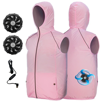 Summer Cooling Vest Women's Fan Air Conditioning Clothes Fashion Couple Sleeveless Waistcoat Hoodie Coat Sunscreen Work Clothes