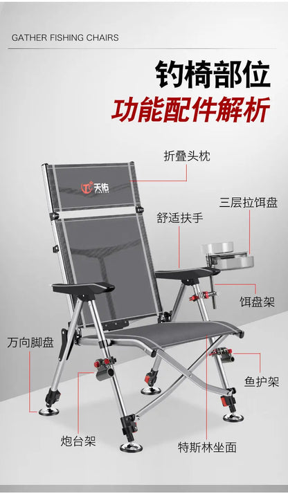 Aluminum Alloy European 낚시의자 Fishing Chair Foldable 캠핑의자 Thickened 낚시좌대 Portable 민물낚시의자 camping chair кресло для рыбалки