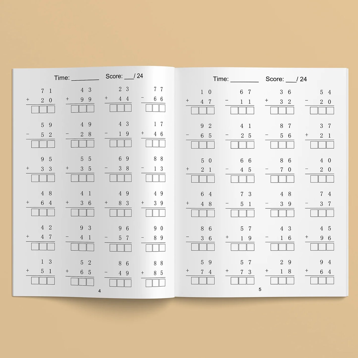 32 Pages Children's Math Enlightenment Workbook Addition and Subtraction Within 20 Mental Arithmetic Problems Activity Workbook