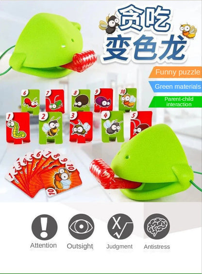 Frog Tongue-Sticking TikTok Same Funny Toy Lizards Mask Two-player Card Game Desktop Interactive Toys Parent-child Party Games