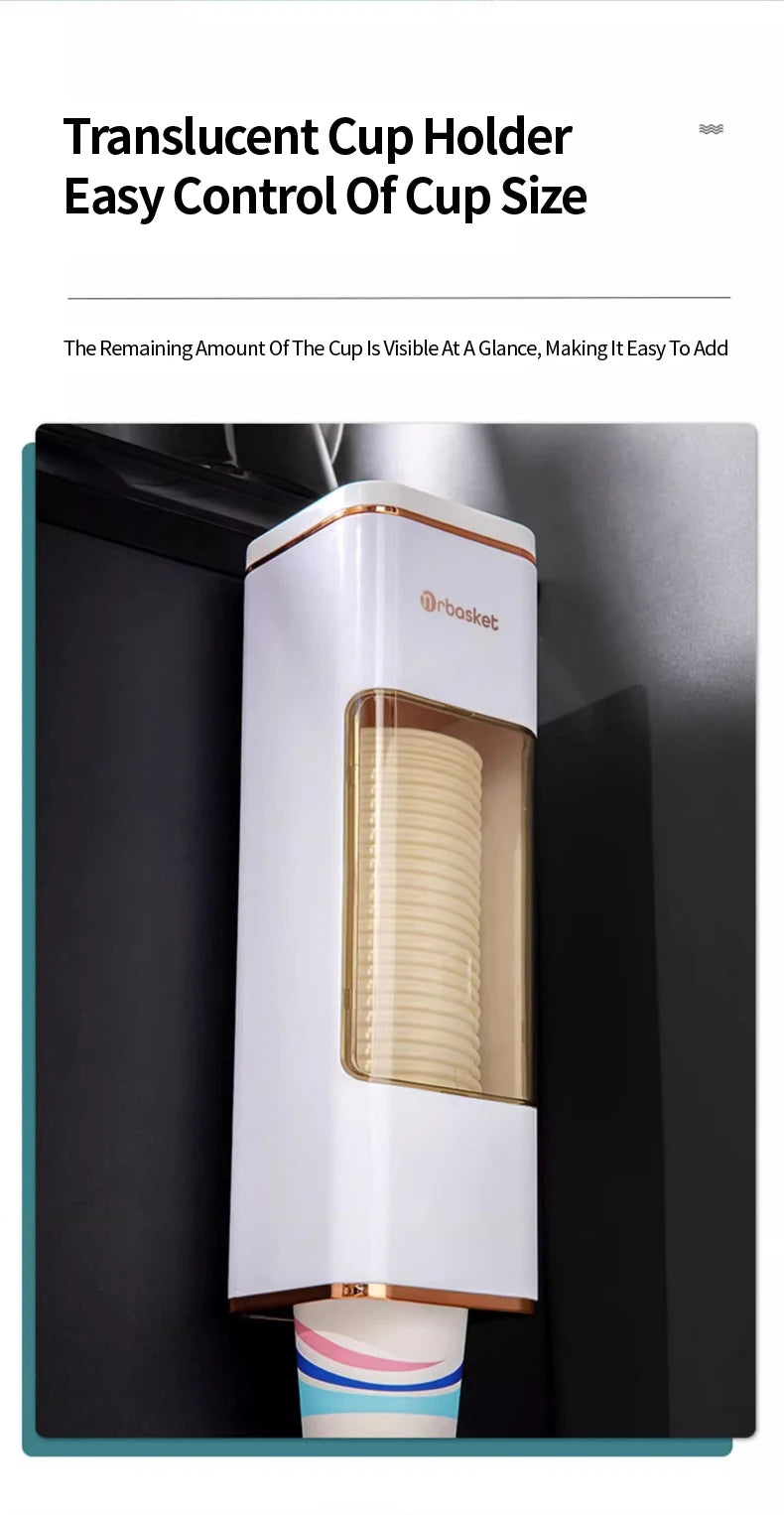 Disposable Cup Holder Cup Extractor Wall Mounted Non Perforated Dust-Proof Moisture-Proof Storage Rack