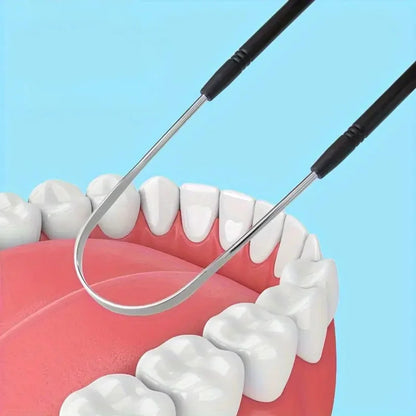 A Stainless Steel Tongue Scraper Designed to Bad Breath, This Reusable Oral Hygiene Tool Serves As a Tongue Cleaning Beauty