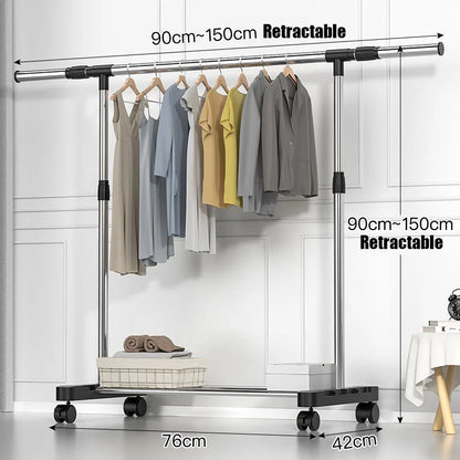 Telescopic Mobile Clothes Rack