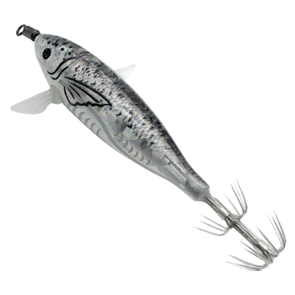 Horizontal wood Shrimp 5.5g Laser Luminous Floating Egi lure Squid Jigging Shrimp Octopus Cuttlefish Night Fishing Baits Sea