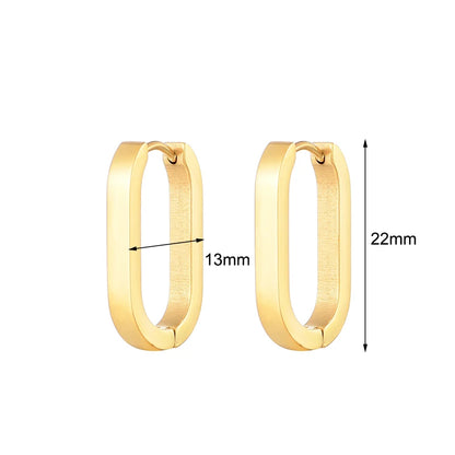 Classic Stainless Steel Hoop Earrings For Women Men Heart Star Oval Rectangle Round Triangle Gold Color Punk Hip Hop Jewelry