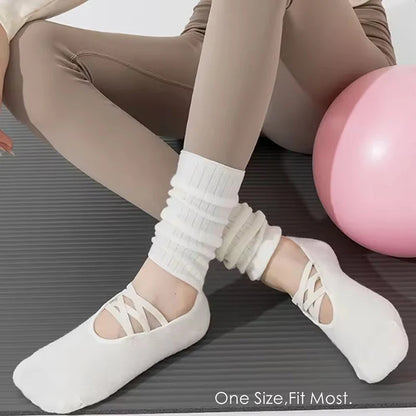Pilates Fitness Breathable Socks Anti Slip Design Middle Tube Sweat Absorbing Grabbing Ballet Straps Elegant Comfortable Socks