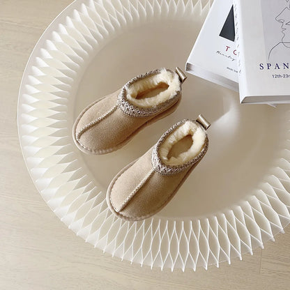 Kids Winter Slippers - Luxury Fur Lined Non-Slip Indoor Boots for Boys & Girls