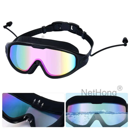Anti Fog Swimming Goggles UV Glasses Adjustable Earbuds Adult Eye Protect~