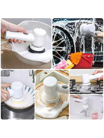5-in-1 Electric Spin Scrubber Brush for Bathroom Tile Bathtub Sink, Power Scrubber with 5 Replaceable Brush Heads