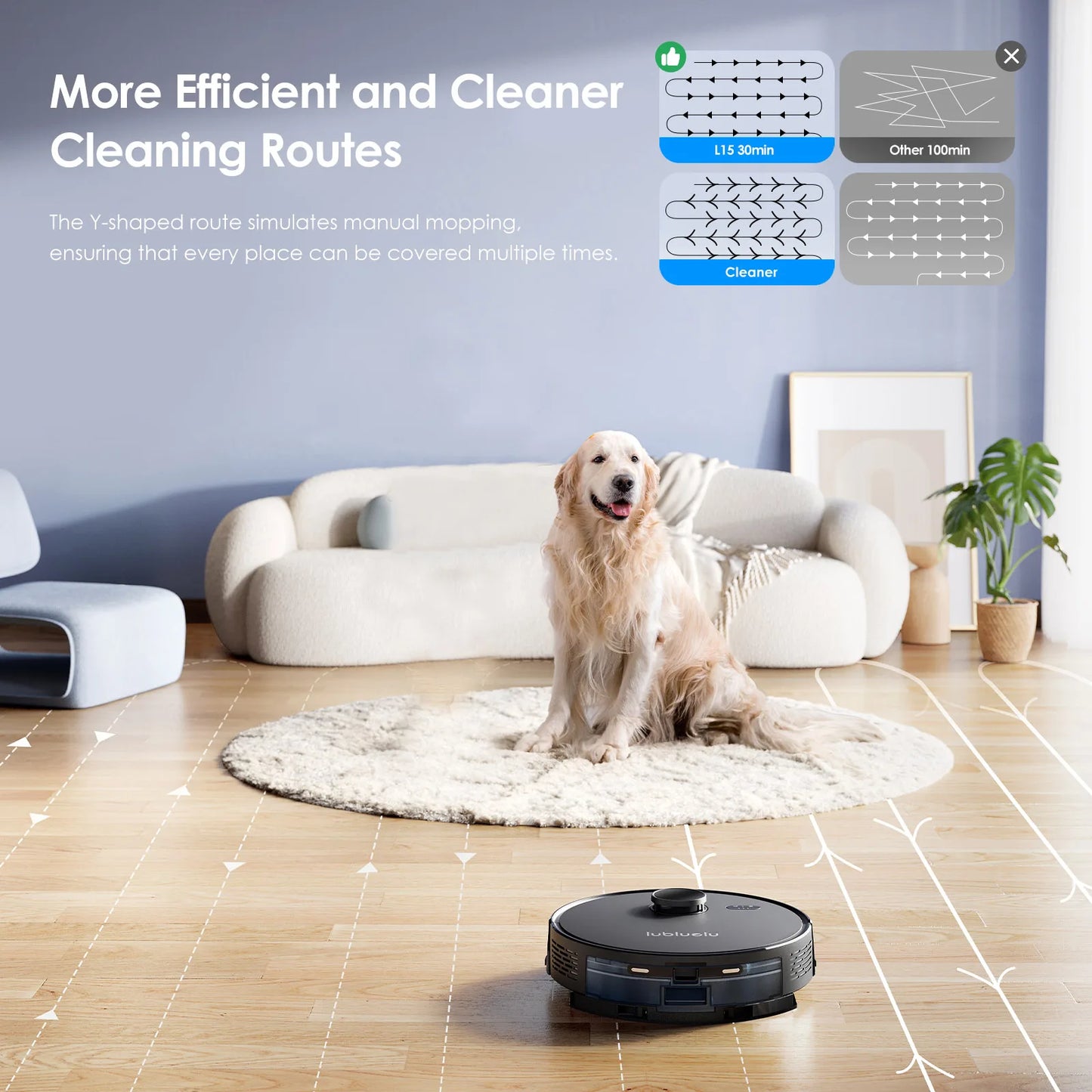 Lubluelu L15 Robot Vacuum And Mop Combo 5000Pa, Robot Vacuum, Auto-Charging, 5 Maps, 30 No-go Zones, 3 In 1 Robot Vacuum Cleaner