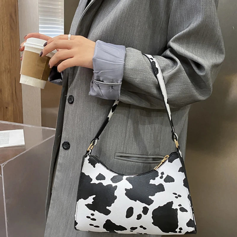 Fashion Zebra Print Women Luxury Handbag PU Leather Simple Underarm Shoulder Bags Female Daily Design Clutch Totes Purse Pouch